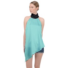 Tiffany Blue - Halter Asymmetric Satin Top by FashionLane