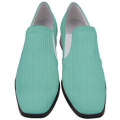 Tiffany Blue - Women Slip On Heel Loafers by FashionLane