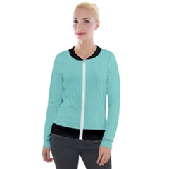 Tiffany Blue - Velvet Zip Up Jacket by FashionLane