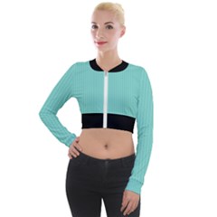 Tiffany Blue - Long Sleeve Cropped Velvet Jacket by FashionLane