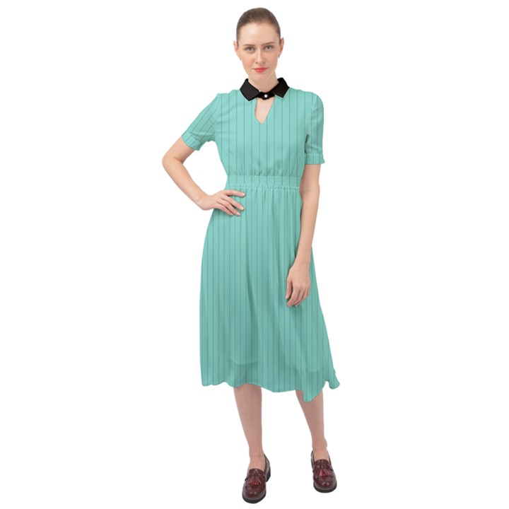 Tiffany Blue - Keyhole Neckline Chiffon Dress