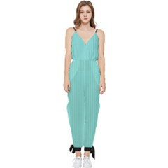 Tiffany Blue - Sleeveless Tie Ankle Jumpsuit by FashionLane