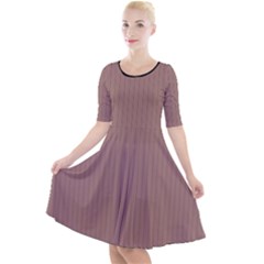 Burnished Brown - Quarter Sleeve A-line Dress by FashionLane