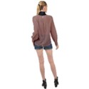 Burnished Brown - High Neck Long Sleeve Chiffon Top View2