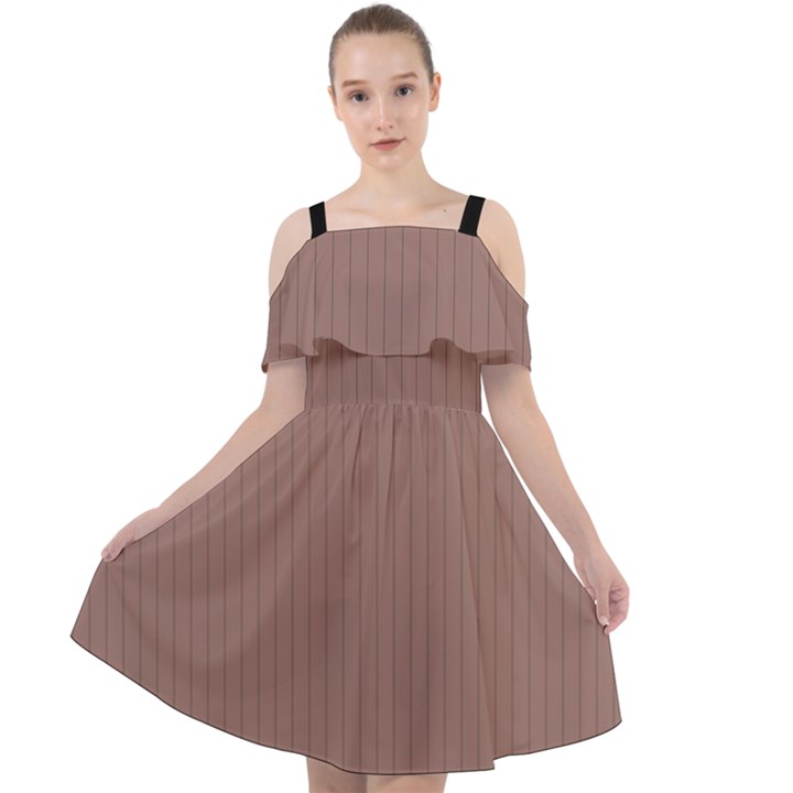 Burnished Brown - Cut Out Shoulders Chiffon Dress