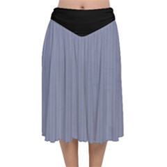 Cool Grey - Velvet Flared Midi Skirt by FashionLane