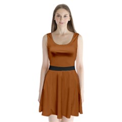 Burnt Orange - Split Back Mini Dress  by FashionLane