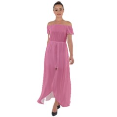 Aurora Pink - Off Shoulder Open Front Chiffon Dress by FashionLane