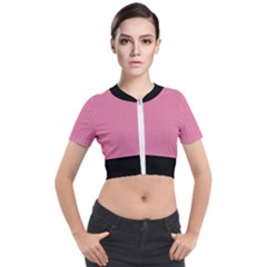 Aurora Pink - Short Sleeve Cropped Jacket by FashionLane