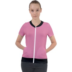 Aurora Pink - Short Sleeve Zip Up Jacket by FashionLane