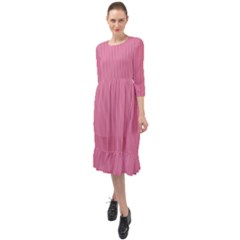 Aurora Pink - Ruffle End Midi Chiffon Dress by FashionLane