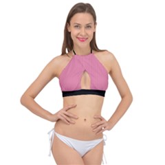 Aurora Pink - Cross Front Halter Bikini Top by FashionLane