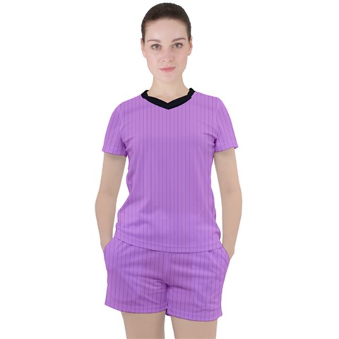 Bright Lilac - Women s Tee And Shorts Set by FashionLane