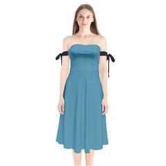 Blue Moon - Shoulder Tie Bardot Midi Dress by FashionLane