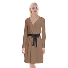 Brown Bear - Long Sleeve Velvet Front Wrap Dress by FashionLane