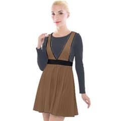 Brown Bear - Plunge Pinafore Velour Dress by FashionLane