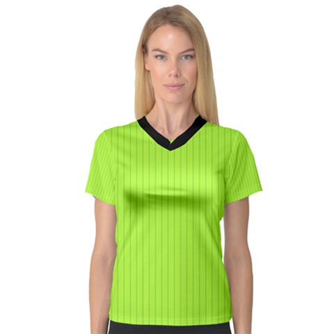 Chartreuse Green - V-neck Sport Mesh Tee by FashionLane