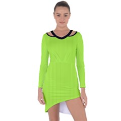 Chartreuse Green - Asymmetric Cut-out Shift Dress by FashionLane