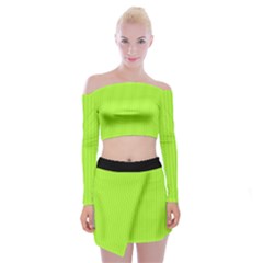 Chartreuse Green - Off Shoulder Top With Mini Skirt Set by FashionLane