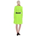 Chartreuse Green - Long Sleeve Velvet Front Wrap Dress View2