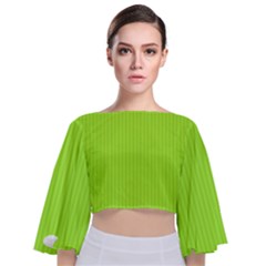 Chartreuse Green - Tie Back Butterfly Sleeve Chiffon Top by FashionLane