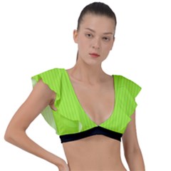 Chartreuse Green - Plunge Frill Sleeve Bikini Top by FashionLane