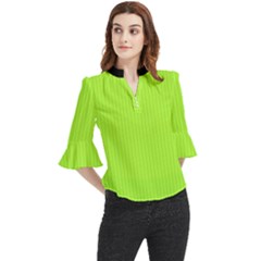 Chartreuse Green - Loose Horn Sleeve Chiffon Blouse