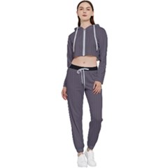 Dark Smoke Grey - Cropped Zip Up Lounge Set