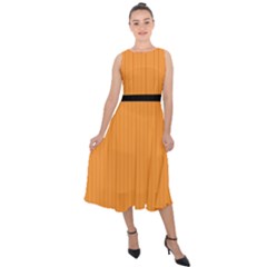 Deep Saffron - Midi Tie-back Chiffon Dress by FashionLane