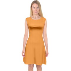 Deep Saffron - Capsleeve Midi Dress