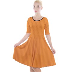 Deep Saffron - Quarter Sleeve A-Line Dress