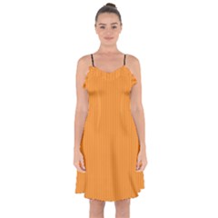 Deep Saffron - Ruffle Detail Chiffon Dress