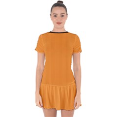 Deep Saffron - Drop Hem Mini Chiffon Dress