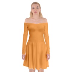 Deep Saffron - Off Shoulder Skater Dress