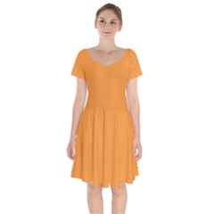 Deep Saffron - Short Sleeve Bardot Dress