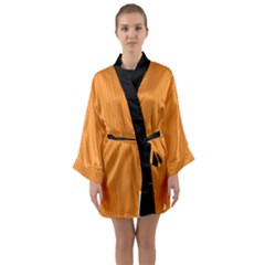 Deep Saffron - Long Sleeve Satin Kimono