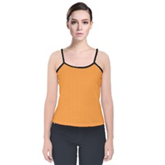 Deep Saffron - Velvet Spaghetti Strap Top