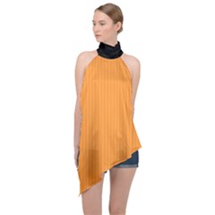 Deep Saffron - Halter Asymmetric Satin Top