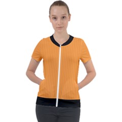 Deep Saffron - Short Sleeve Zip Up Jacket by FashionLane