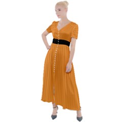 Deep Saffron - Button Up Short Sleeve Maxi Dress