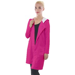 Deep Hot Pink - Hooded Pocket Cardigan by FashionLane