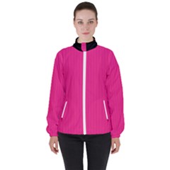 Deep Hot Pink - Women s High Neck Windbreaker by FashionLane