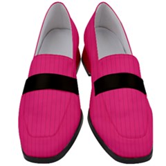 Deep Hot Pink - Women s Chunky Heel Loafers by FashionLane