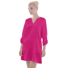 Deep Hot Pink - Open Neck Shift Dress by FashionLane