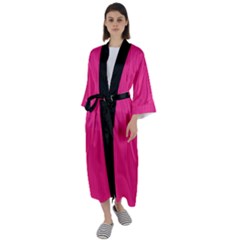 Deep Hot Pink - Maxi Satin Kimono by FashionLane