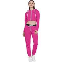 Deep Hot Pink - Cropped Zip Up Lounge Set