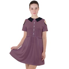 Dull Purple - Short Sleeve Shoulder Cut Out Dress  by FashionLane