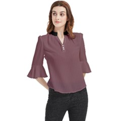 Dull Purple - Loose Horn Sleeve Chiffon Blouse