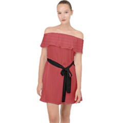 English Vermillion - Off Shoulder Chiffon Dress by FashionLane