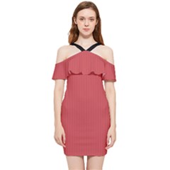 English Vermillion - Shoulder Frill Bodycon Summer Dress